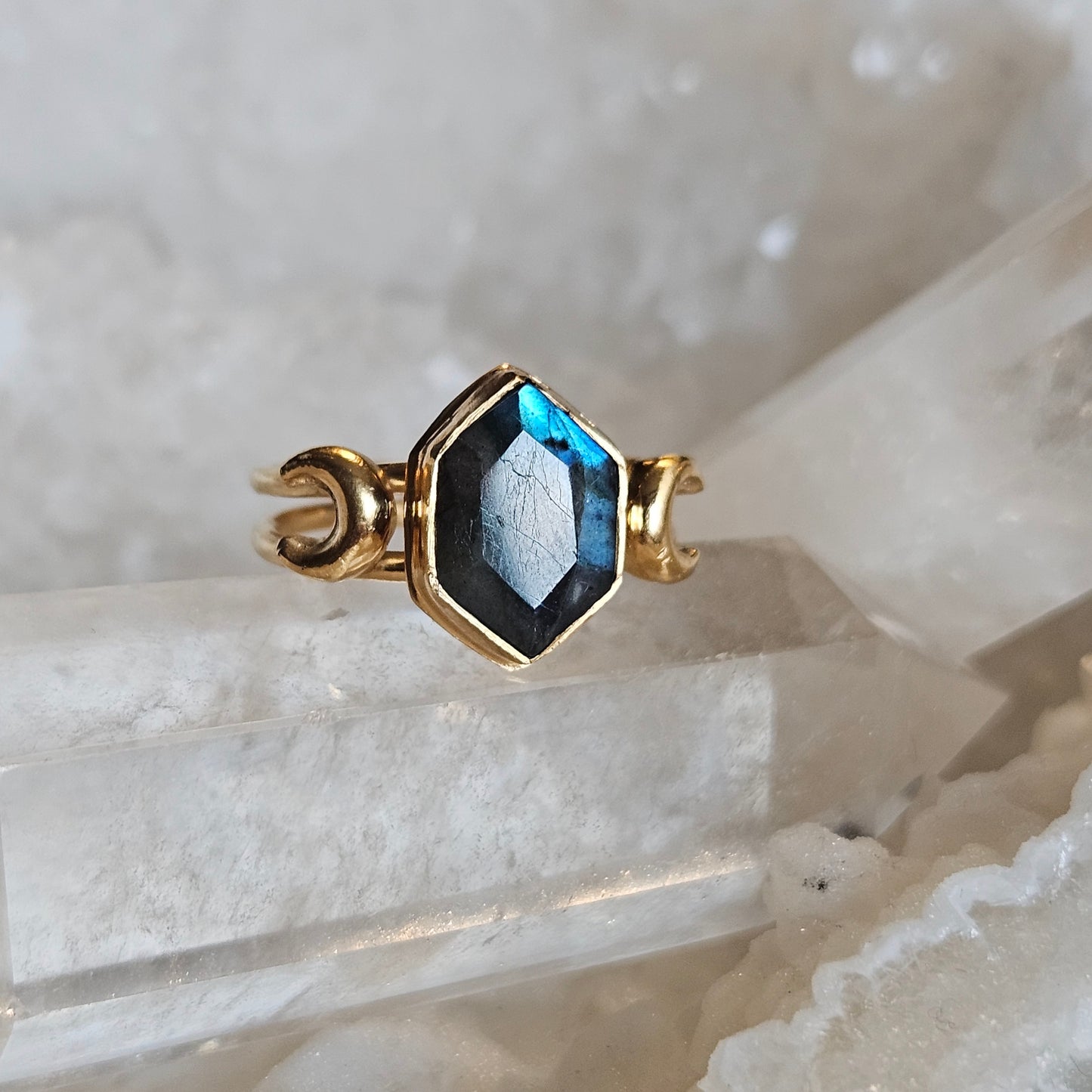 Hexagon Labradorite Ring