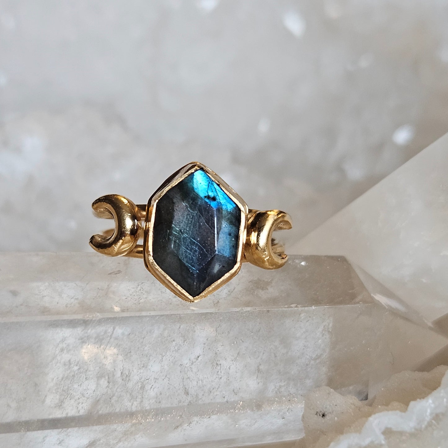 Hexagon Labradorite Ring