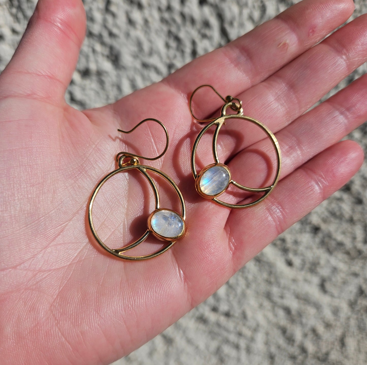 Moon &amp; Moonstone hoop earrings