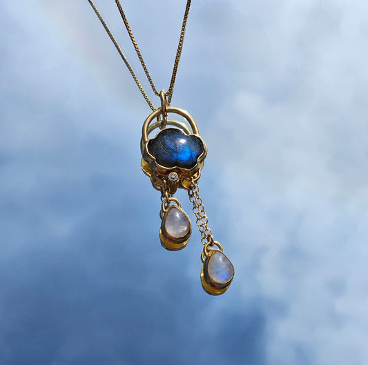 Collier NEBULA Labradorite et Pierre de lune