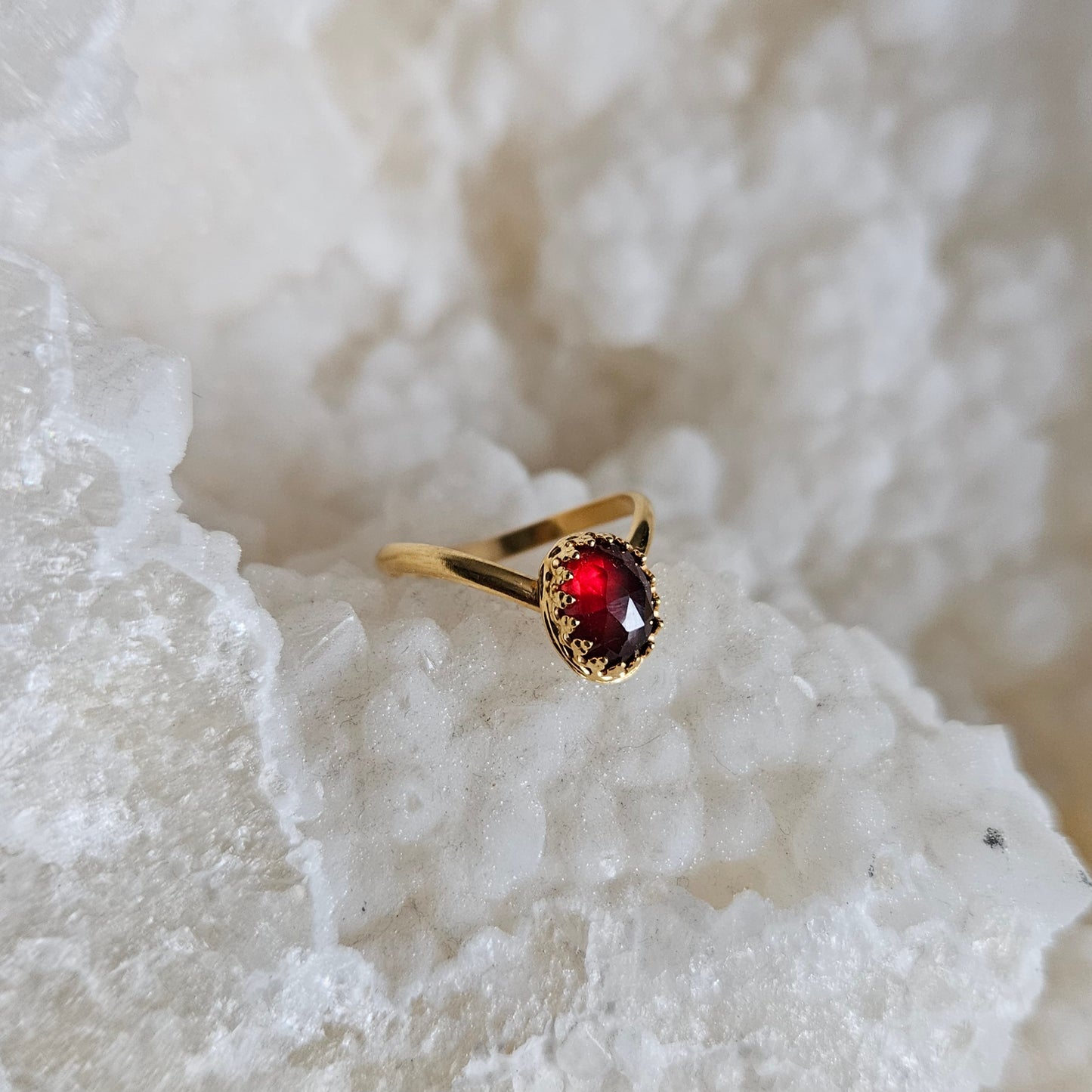 Hessonite Garnet Chevron Ring