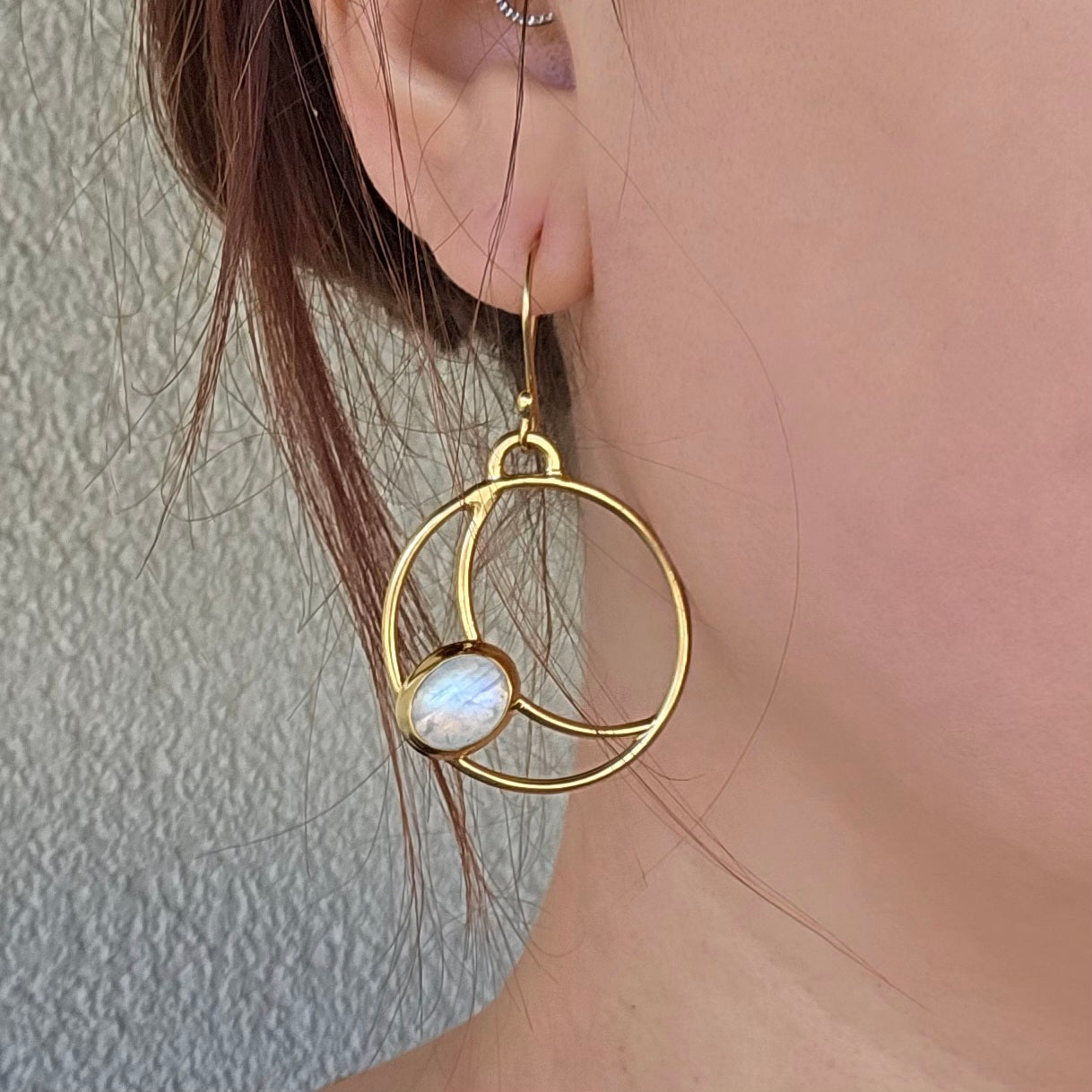 Moon &amp; Moonstone hoop earrings