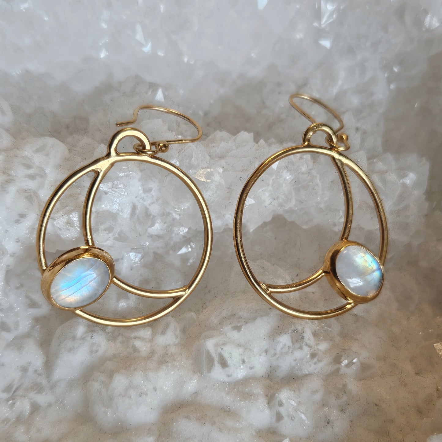 Moon &amp; Moonstone hoop earrings